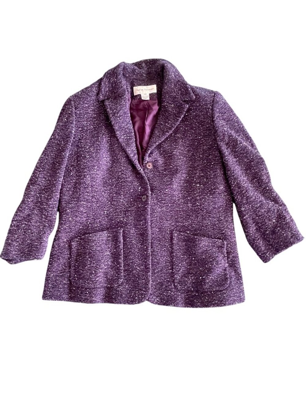 Rena Rowan Purple Bouclé Blazer Jacket 14W Women’s Single-Breasted Pocketed